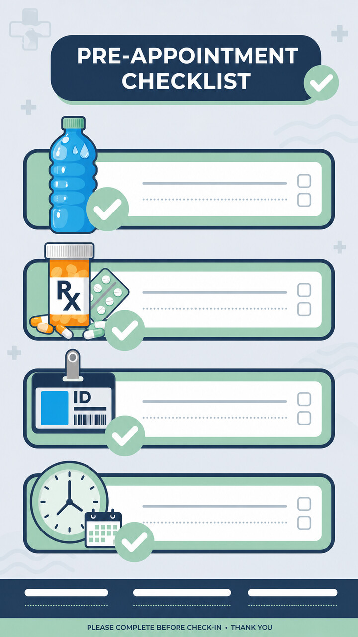 Portrait pre-appointment checklist screen